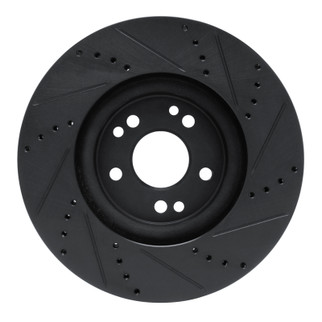 R1 94-02 Mercedes-Benz SL500 Right Front Drilled & Slotted Black Brake Rotor