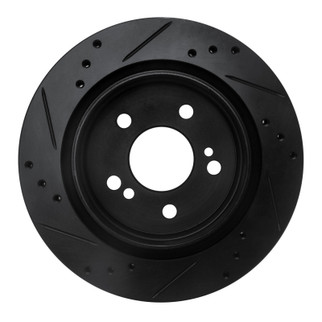 R1 92-95 Mercedes-Benz E420 Rear Right Drilled & Slotted Black Brake Rotor