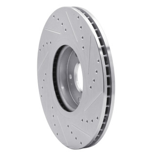 R1 07-12 Hyundai Veracruz Front Left Drilled & Slotted Silver Brake Rotor