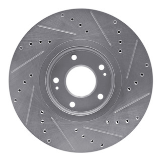 R1 07-12 Hyundai Veracruz Front Left Drilled & Slotted Silver Brake Rotor
