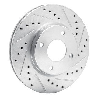 R1 07-14 Nissan CUBE Front Right Drilled & Slotted Silver Brake Rotor