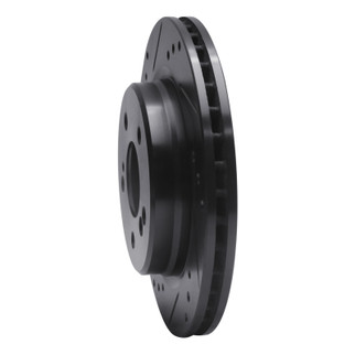 R1 92-95 Mercedes-Benz E420 Rear Left Drilled & Slotted Black Brake Rotor