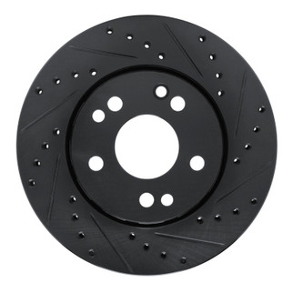 R1 90-92 Mercedes-Benz 300E Front Right Drilled & Slotted Black Brake Rotor