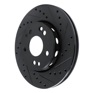 R1 90-92 Mercedes-Benz 300E Front Right Drilled & Slotted Black Brake Rotor