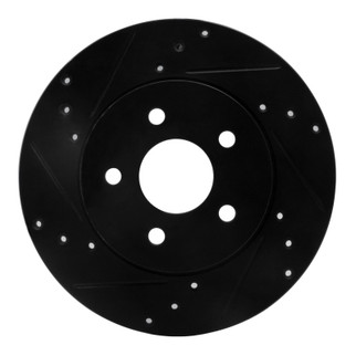 R1 01-08 Ford Mondeo (Mexico) Rear Left Drilled & Slotted Black Brake Rotor