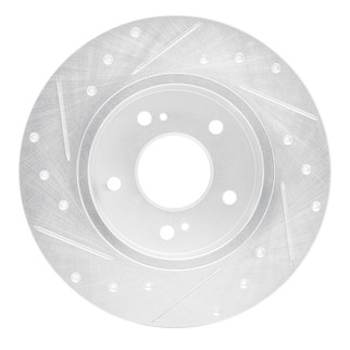 R1 94-04 Infiniti I30 Rear Right Drilled & Slotted Silver Brake Rotor