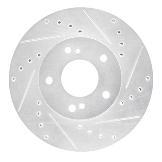 R1 89-90 Nissan 300ZX Front Right Drilled & Slotted Silver Brake Rotor