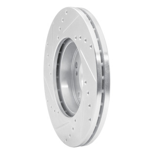 R1 89-90 Nissan 300ZX Front Right Drilled & Slotted Silver Brake Rotor