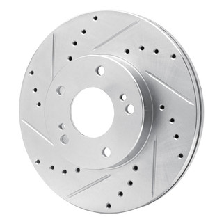 R1 89-90 Nissan 300ZX Front Left Drilled & Slotted Silver Brake Rotor