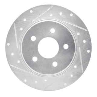 R1 89-93 Nissan Maxima Rear Right Drilled & Slotted Silver Brake Rotor