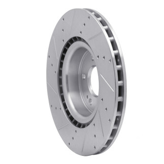 R1 10-16 Hyundai Genesis Coupe Front Right Drilled & Slotted Silver Brake Rotor