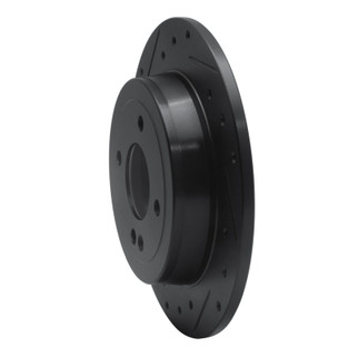 R1 12-25 Dodge Attitude (Mexico) Rear Left Drilled & Slotted Black Brake Rotor