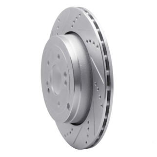 R1 10-16 Hyundai Genesis Coupe Rear Left Drilled & Slotted Silver Brake Rotor