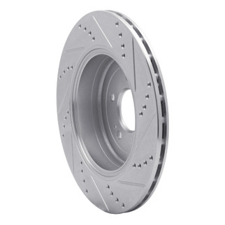 R1 10-16 Hyundai Genesis Coupe Rear Left Drilled & Slotted Silver Brake Rotor