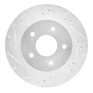 R1 87-89 Nissan 300ZX Turbo Rear Left Drilled & Slotted Silver Brake Rotor