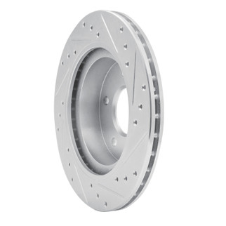 R1 87-89 Nissan 300ZX Turbo Rear Left Drilled & Slotted Silver Brake Rotor