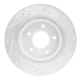 R1 87-89 Nissan 300ZX Turbo Rear Left Drilled & Slotted Silver Brake Rotor