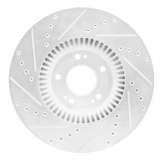 R1 09-14 Hyundai Genesis Sedan Front Right Drilled & Slotted Silver Brake Rotor