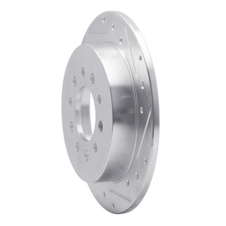 R1 07-08 Hyundai TIBURON Rear Right Drilled & Slotted Silver Brake Rotor
