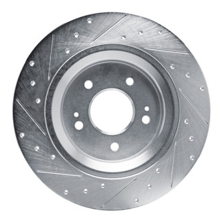 R1 21-25 Hyundai SANTA FE Rear Right Drilled & Slotted Silver Brake Rotor