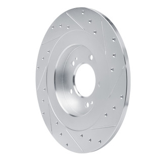 R1 21-25 Hyundai SONATA Rear Left Drilled & Slotted Silver Brake Rotor