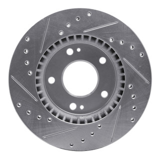 R1 07-10 Hyundai Elantra Front Right Drilled & Slotted Silver Brake Rotor