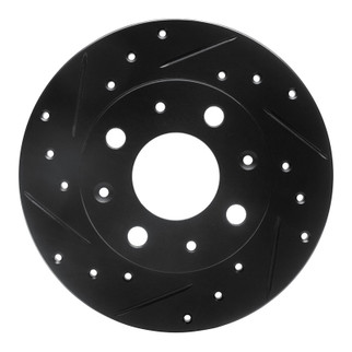 R1 79-83 Honda Civic Hatchback Front Left Drilled & Slotted Black Brake Rotor