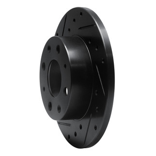 R1 79-83 Honda Civic Hatchback Front Left Drilled & Slotted Black Brake Rotor
