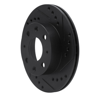 R1 82-83 Honda Accord Sedan Front Right Drilled & Slotted Black Brake Rotor