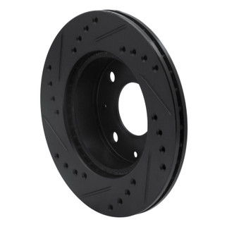R1 82-83 Honda Accord Sedan Front Right Drilled & Slotted Black Brake Rotor