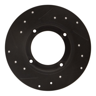 R1 73-79 Honda Civic Front Right Drilled & Slotted Black Brake Rotor
