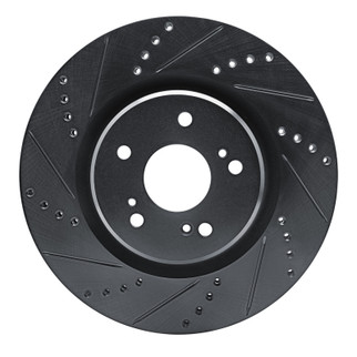R1 19-25 Acura RDX Front Left Drilled & Slotted Black Brake Rotor