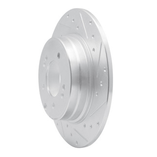 R1 17-19 Kia Cadenza Rear Right Drilled & Slotted Silver Brake Rotor