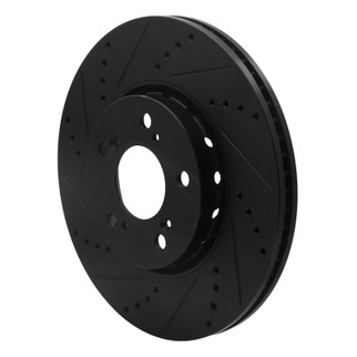 R1 14-20 Acura RLX Front Left Drilled & Slotted Black Brake Rotor
