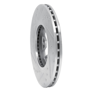 R1 84-89 Nissan 300ZX Front Right Drilled & Slotted Silver Brake Rotor
