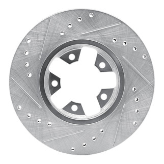 R1 84-89 Nissan 300ZX Front Right Drilled & Slotted Silver Brake Rotor