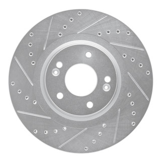 R1 15-21 Kia SEDONA Front Left Drilled & Slotted Silver Brake Rotor