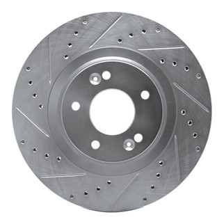 R1 15-20 Kia SORENTO Front Left Drilled & Slotted Silver Brake Rotor