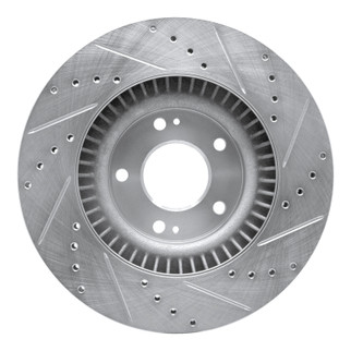 R1 15-20 Kia SORENTO Front Left Drilled & Slotted Silver Brake Rotor