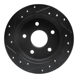 R1 88-89 Merkur SCORPIO Rear Right Drilled & Slotted Black Brake Rotor