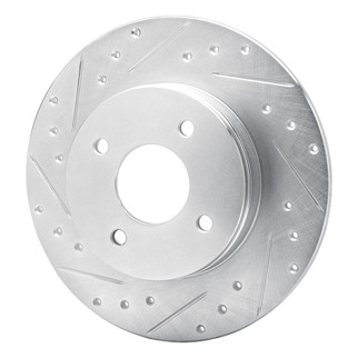 R1 84-85 Nissan 300ZX Rear Left Drilled & Slotted Silver Brake Rotor