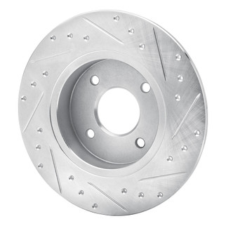 R1 84-85 Nissan 300ZX Rear Left Drilled & Slotted Silver Brake Rotor