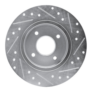 R1 84-85 Nissan 300ZX Rear Left Drilled & Slotted Silver Brake Rotor