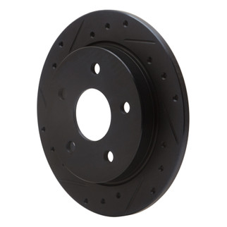 R1 88-89 Merkur SCORPIO Rear Left Drilled & Slotted Black Brake Rotor