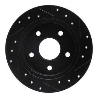 R1 88-89 Merkur SCORPIO Rear Left Drilled & Slotted Black Brake Rotor