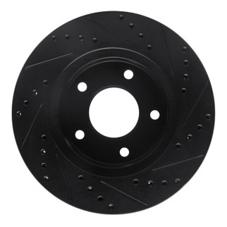 R1 75-79 Ford LTD Right Rear Drilled & Slotted Black Brake Rotor