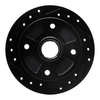 R1 87-94 Mazda 323 Rear Left Drilled & Slotted Black Brake Rotor