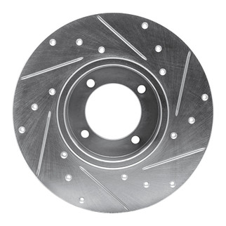 R1 80-83 Nissan 200SX Front Left Drilled & Slotted Silver Brake Rotor