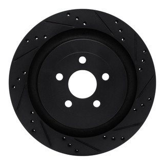 R1 19-24 Ford Edge Rear Right Drilled & Slotted Black Brake Rotor