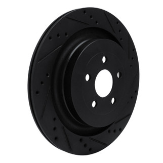 R1 19-24 Ford Edge Rear Right Drilled & Slotted Black Brake Rotor